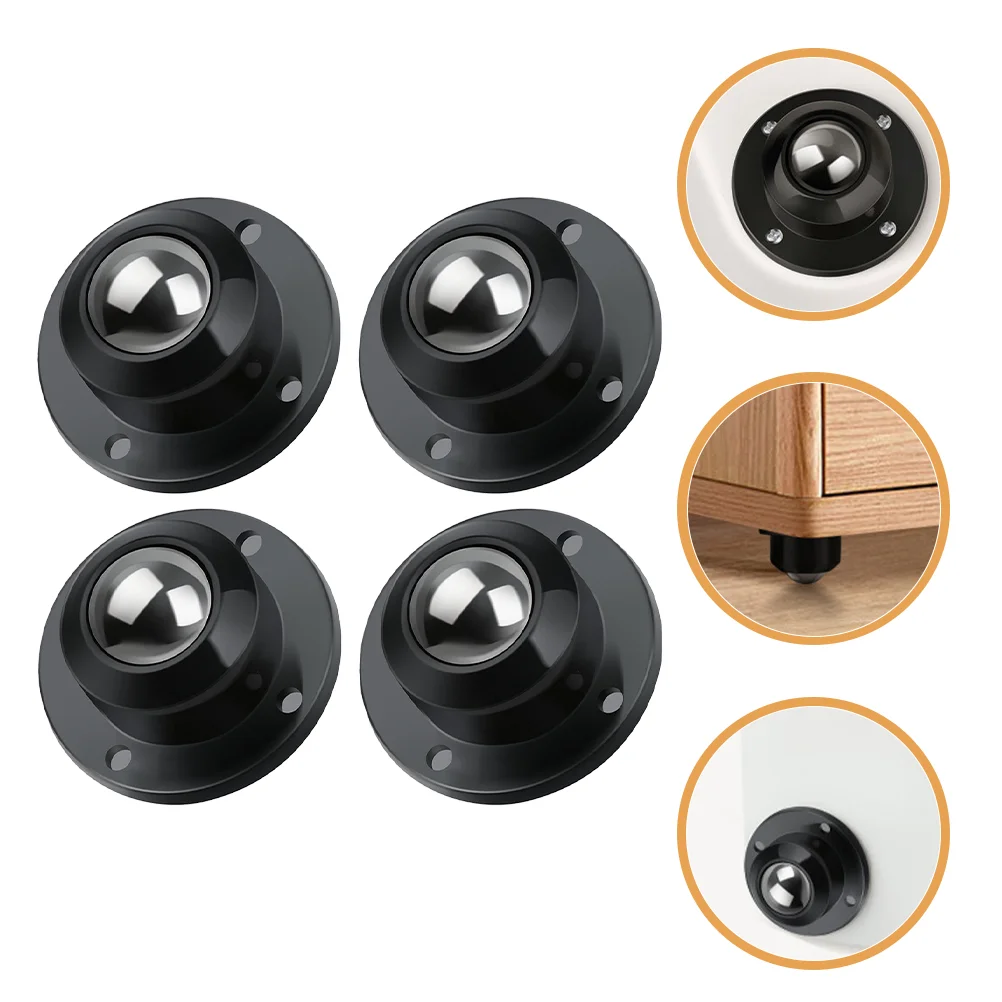 

4 Pcs Mini Trash Can Adhesive Roller Self-adhesive Caster Wheel Wheels Swivel Scroll Small Sticky Pulley Casters