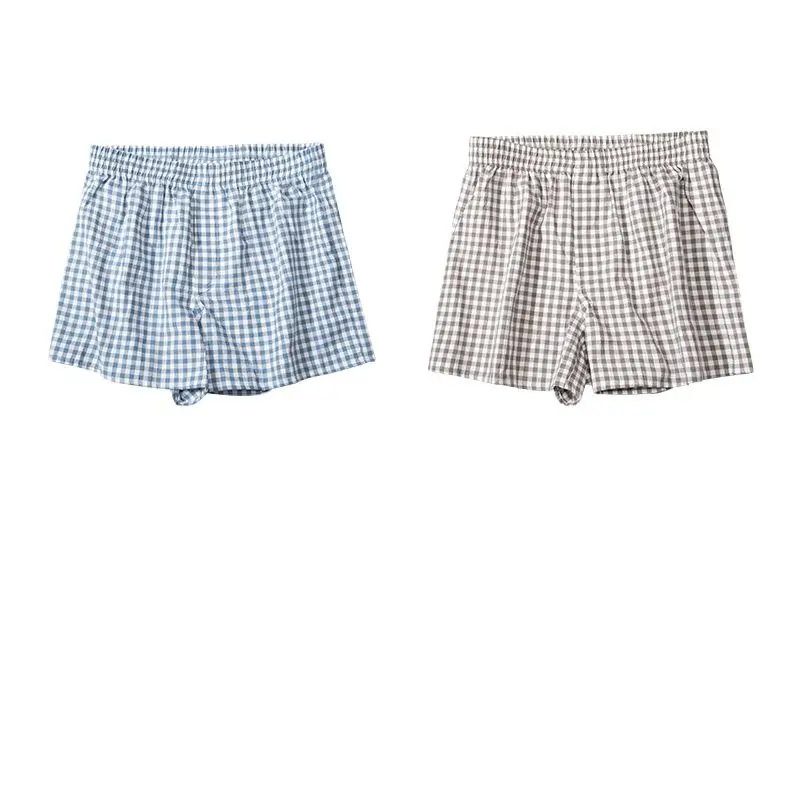 2PCS/Lot Home Wear Comfortable Brand Mid Waist Plaid Grid Thin Man Sexy Thin Underwear Boxer Shorts Male Underpants Pants