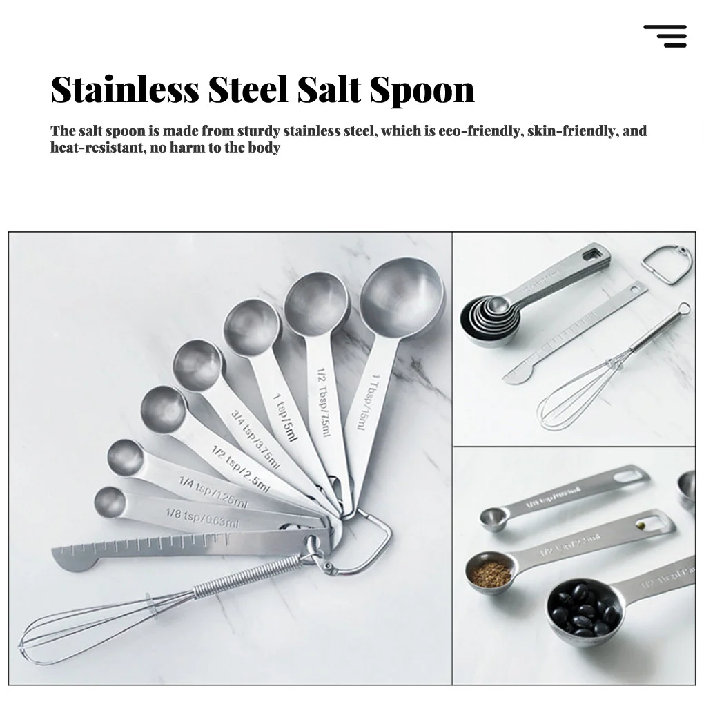 

Kitchen 9Pcs Cooking Measure Scoops Baking Measuring Spoon Set Stackable Dry Ingredients Chef Utensils