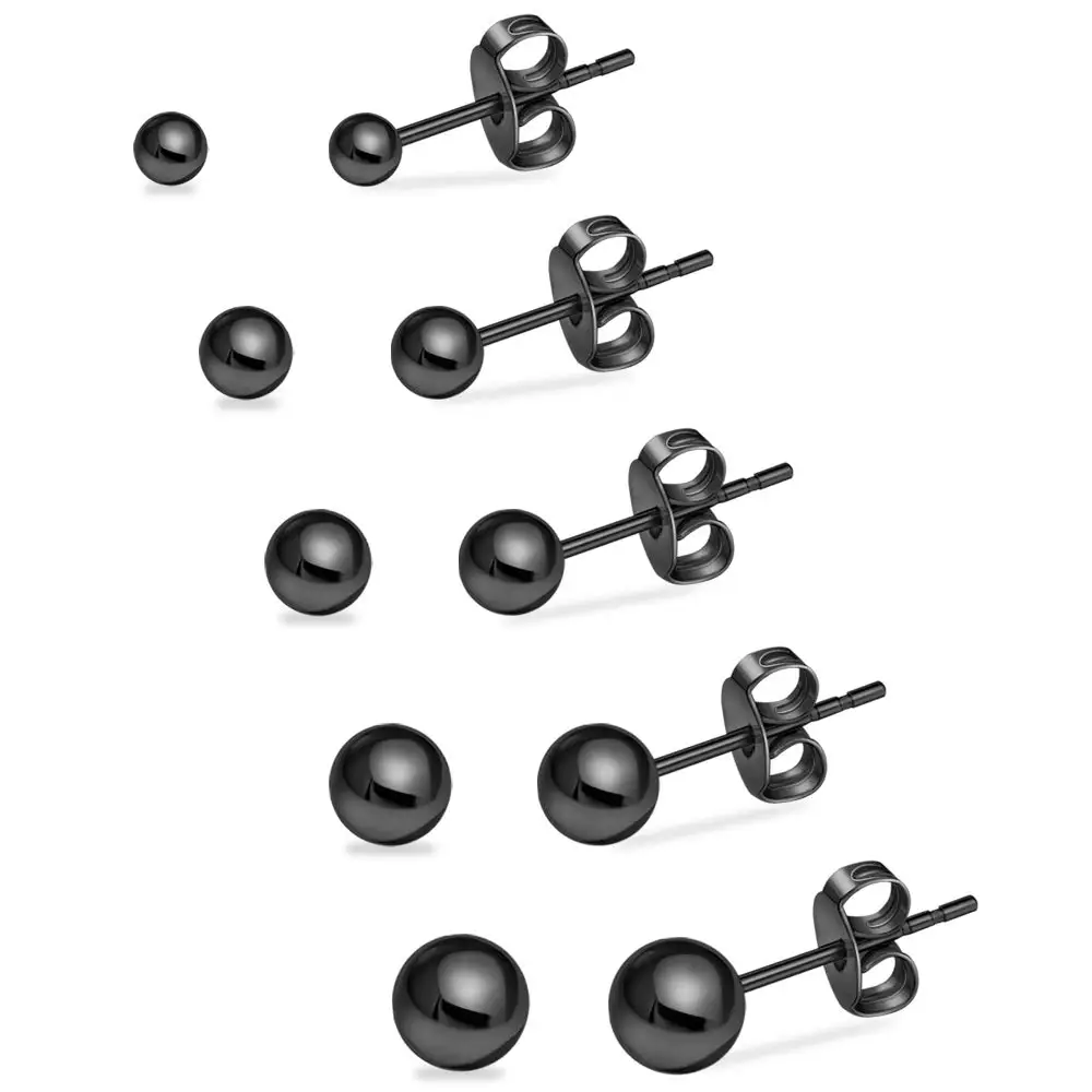 

Hypoallergenic Studs Earrings 316L Surgical Stainless Steel Earrings Round Ball Earring 5 Pairs Assorted Sizes(4mm-8mm)
