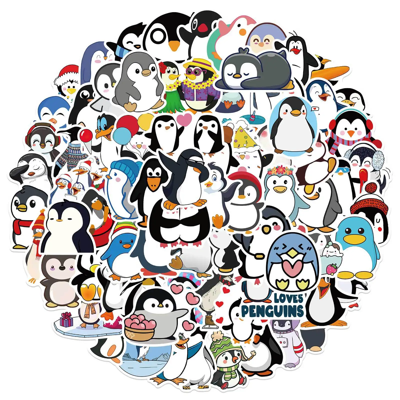 

10/30/50/100Pcs Cartoon Penguin Cute Stickers Toy DIY Laptop Guitar Luggage Fridge Helmet Suitcase Decal Decorative Kids Sticker