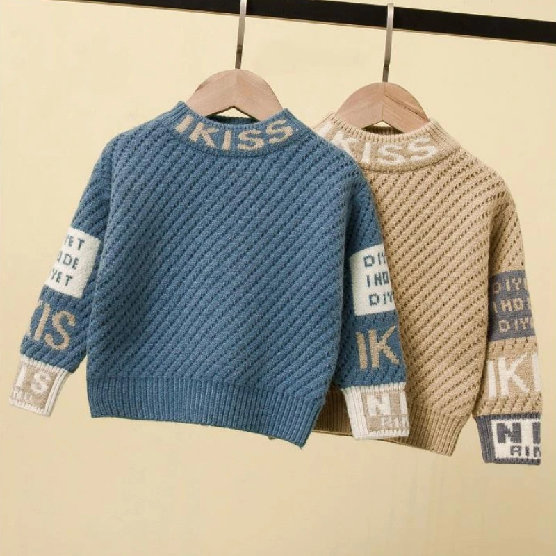 

Зимний детский Однотонный свитер, пуловер с длинным рукавом для мальчиков, топы, женская одежда для детей, Осенние Теплые Вязаные Рубашки для маленьких девочек