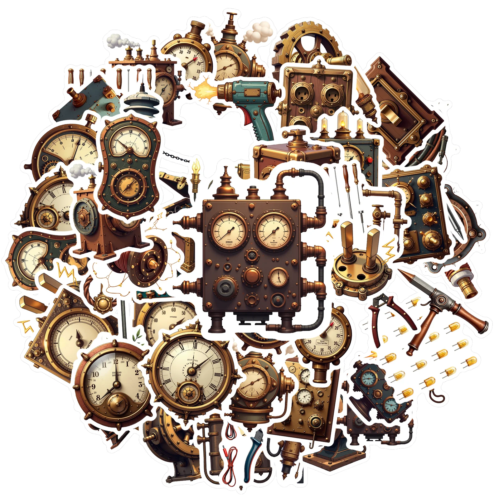 

Набор стимпанк наклеек из винила