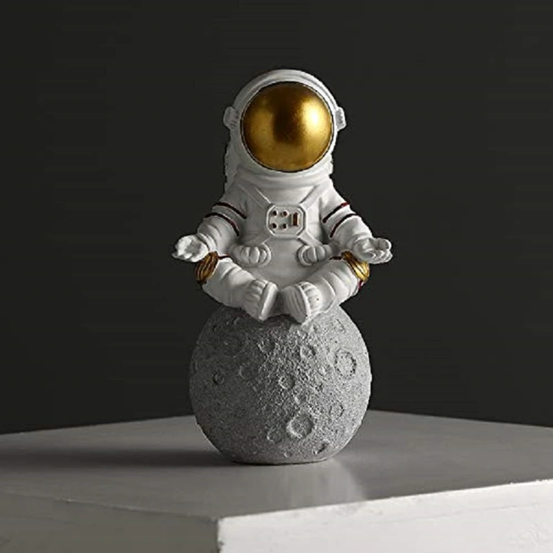 Astronaut And Planet Statue Desk Decor Spaceman Living Room Ornament