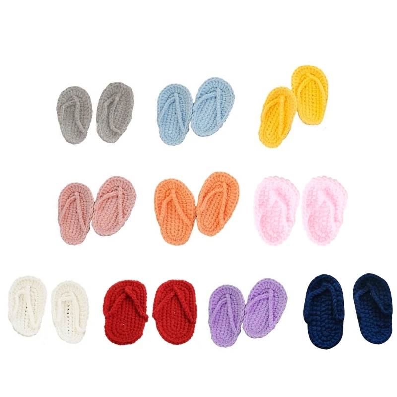 

2 Pcs/Set Cute Newborn Photography Prop Knitted Slippers Photo Crochet Shoes Monthly Photography Props Outfits N1HB