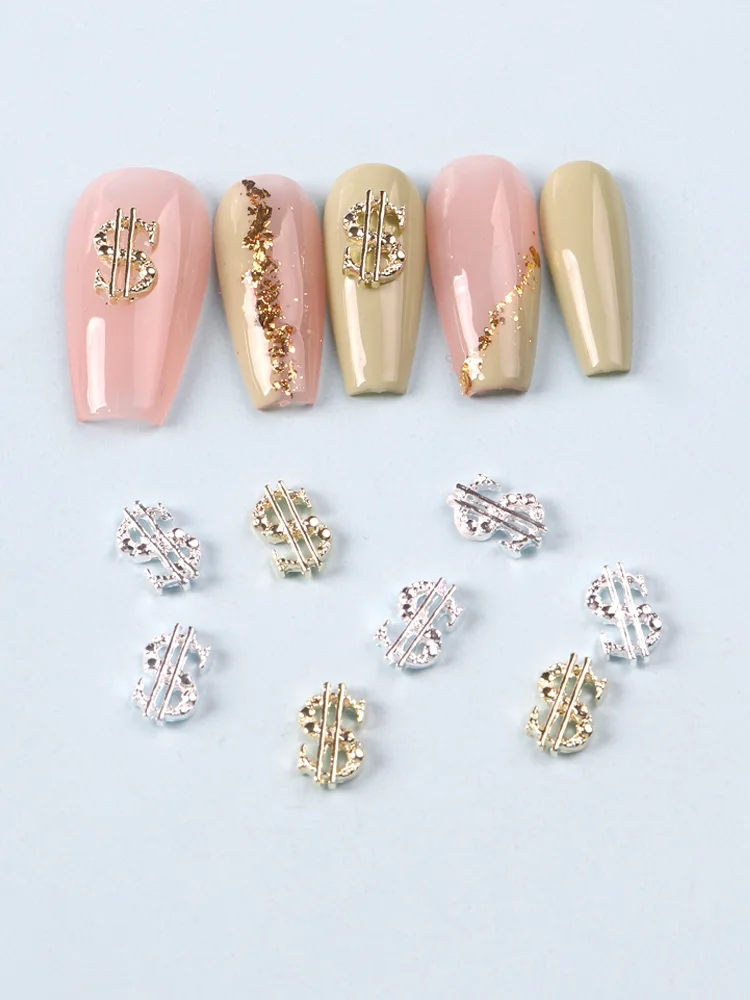 Смешанные золотые/серебряные искусственные подвески для ногтей из