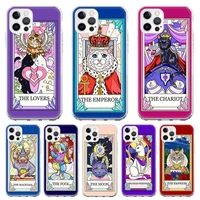 silicone case coque for iphone 13 pro max 11 12 pro xs max x xr 7 8 6 6s plus se 2020 tarot card cat colorful back cover funda