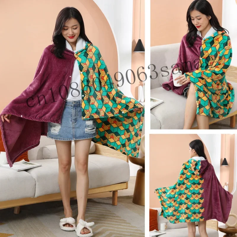 Аниме одеяло плащ Nezuko Косплей Костюм взрослая Толстовка банный халат отряд