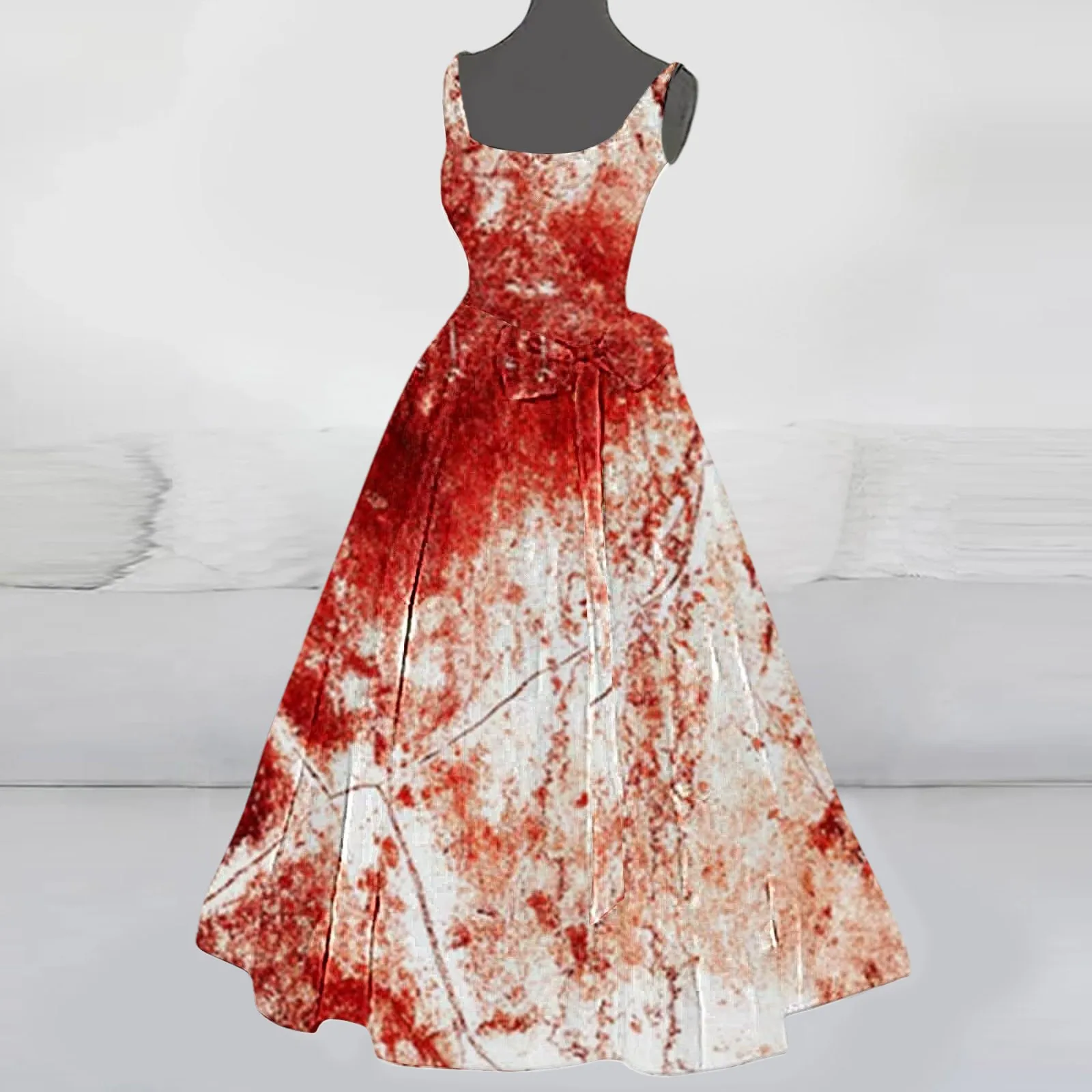 Красный готический костюм ужасов с кровью и призраком на Хэллоуин тыквы 3D