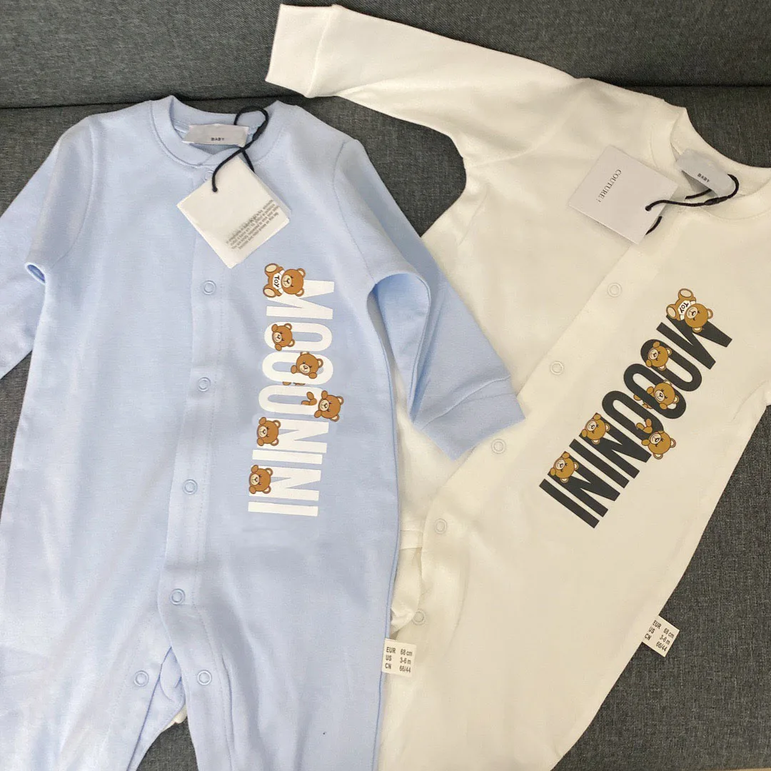 

Luxury Designer Baby Onesie Round Collar Short Sleeves Pure Cotton Children's Wear Boys Open Shift Buckle Onesie for Girls