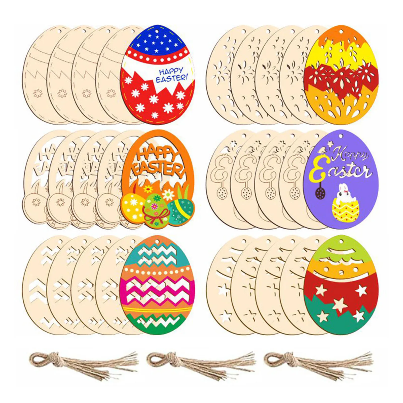 

30 шт., декоративные деревянные яйца для украшения дома