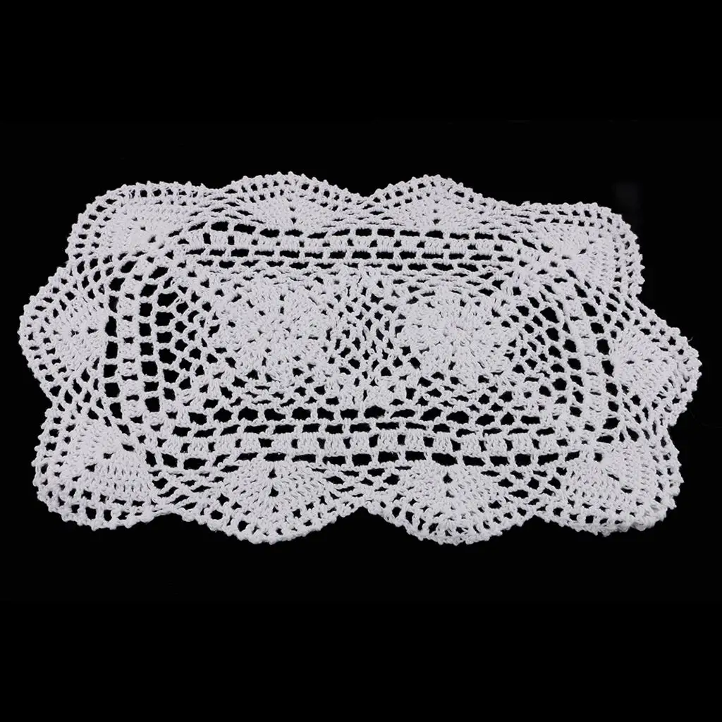 Прямоугольные формы белые вязаные крючком хлопковые кружевные салфетки для