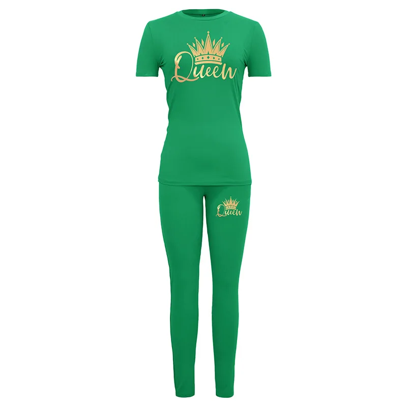Женский повседневный комплект из 2 предметов футболка и штаны с принтом Новинка