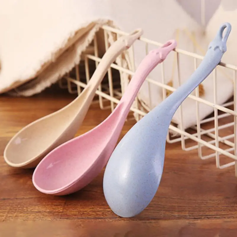 

Household Eggplant Thickened Large Porridge Spoon Kitchen Plastic Kitchenware Porridge Spoon Wheat Straw Rice Soup Spoon