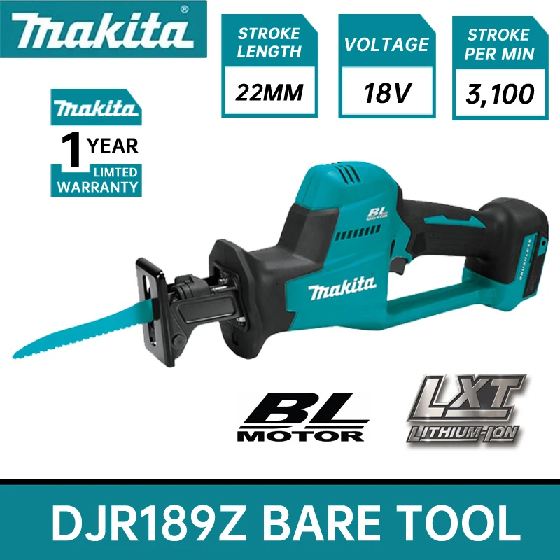 

Makita Cordless Reciprocating Saw DJR189Z Brushless Motor One-Handed 18V LXT Rechargeable Cutting Machine Power Tools DJR189