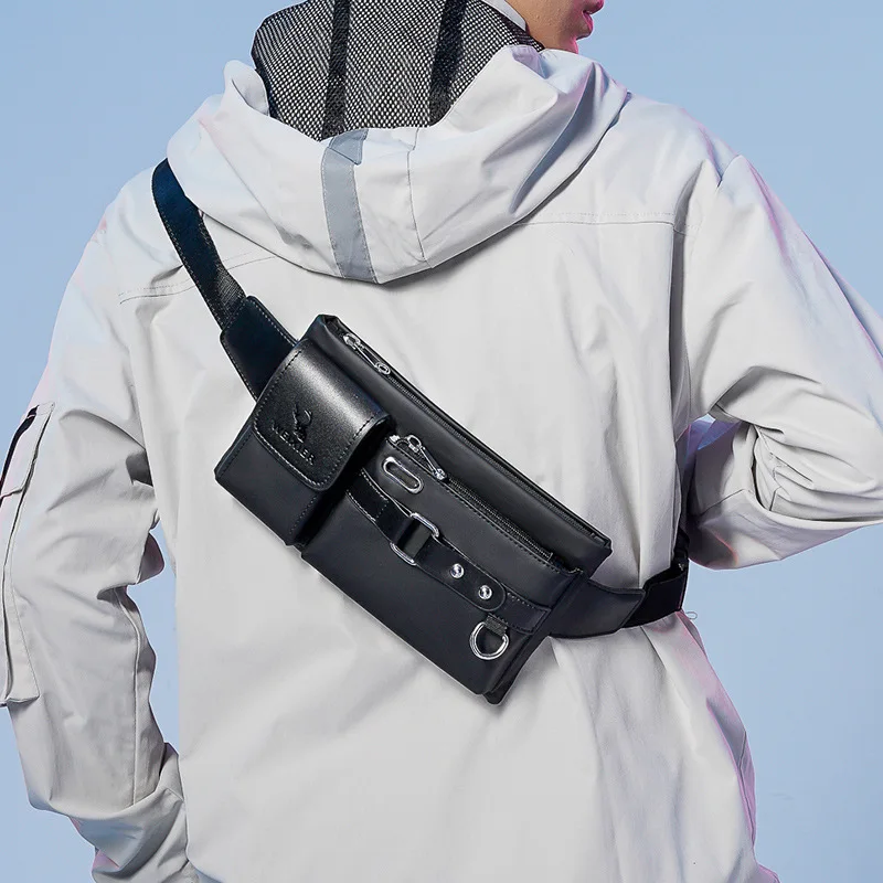 Waist Bag For Men Chest Wallet Purse Fashion Hip Belt Pouch Sack Fanny Pack Phone Porter Square Sports Crossbody Side Bag Male
