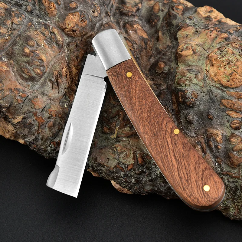 Hot rosewood electrical wire insulation knife woodworking outdoor fruit grafting portable self-defense folding knife
