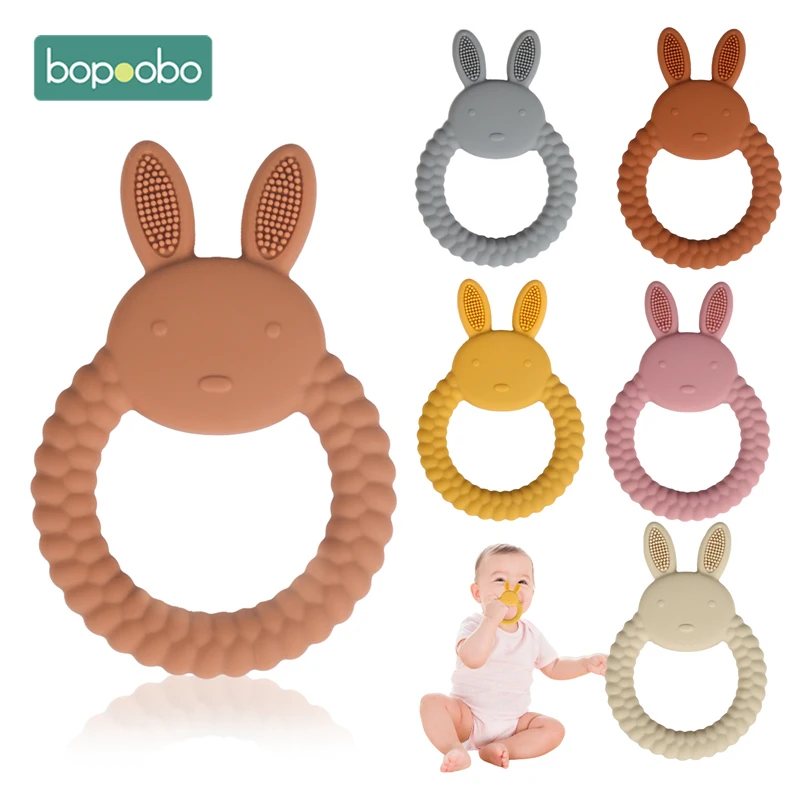 

Bopoobo 1Pcs Baby Teether Silicone Rabbit Food Grade Bunny Teether Nursing Teething Necklace Accessories BPA Free Baby Chew Toys