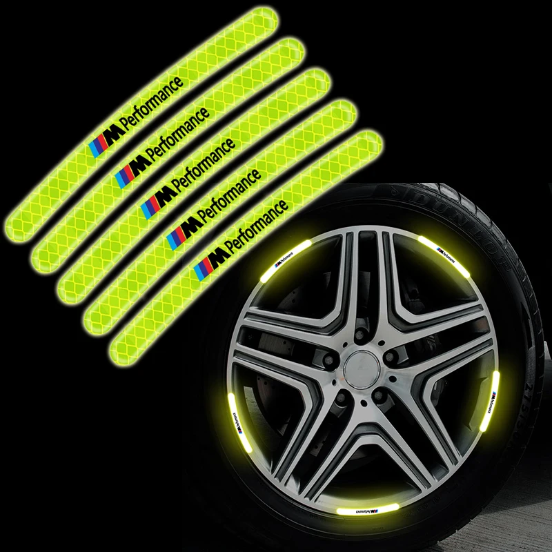 

Car Wheel Hub Sticker Reflective decorative stickers Car styling For BMW M Performance X3 X5 X6 E90 E91 E60 F16 E70 F30 F10 E63