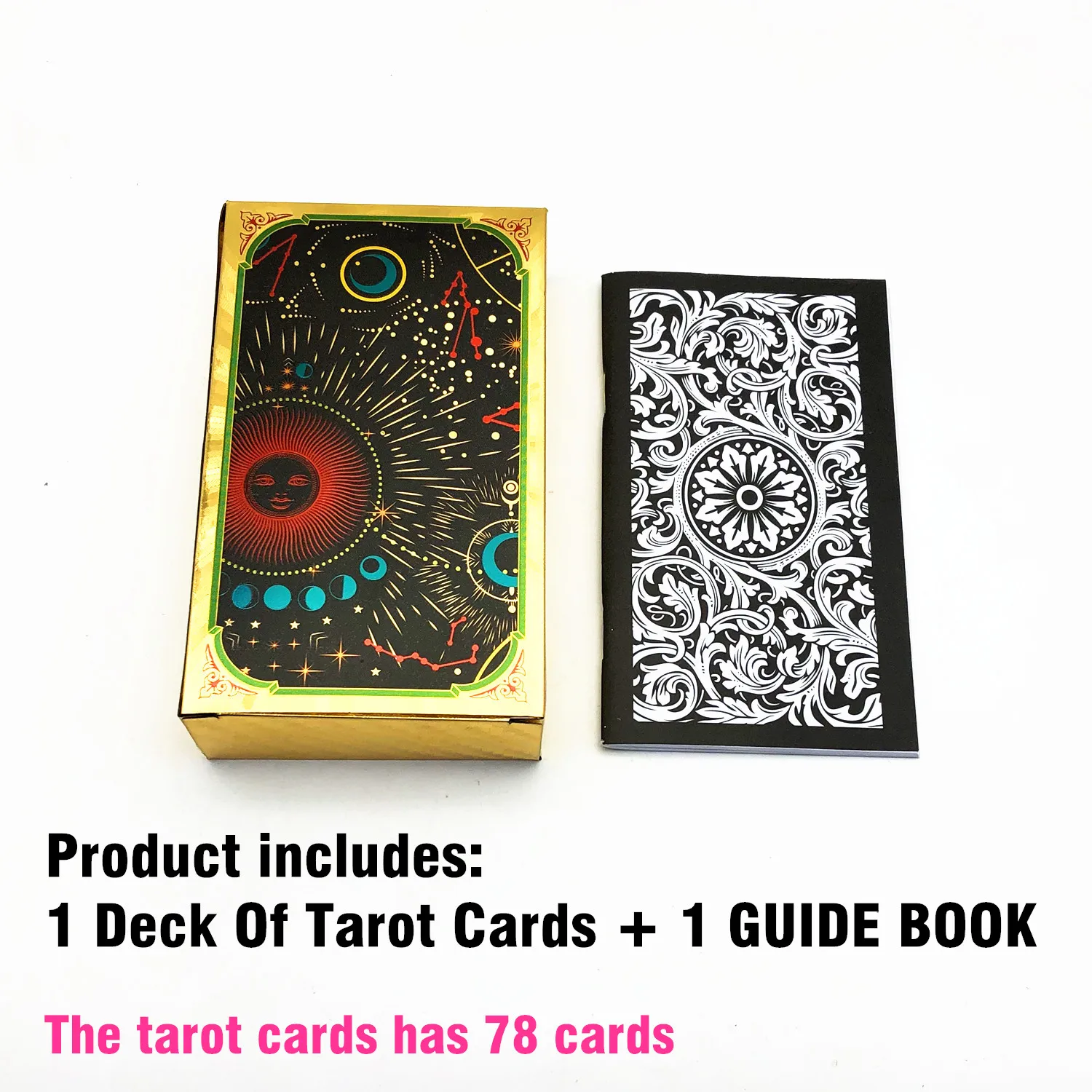 1 Deck Tarot Cards Plastic Rider Waite Gold Black Waterproof Durable Oracle With Guide Book 78 L720 |