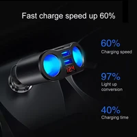 car charger 1224v lighter adapter splitter with dual usb digital voltmeter led night light qc 3 0 fast charge for phone tablet