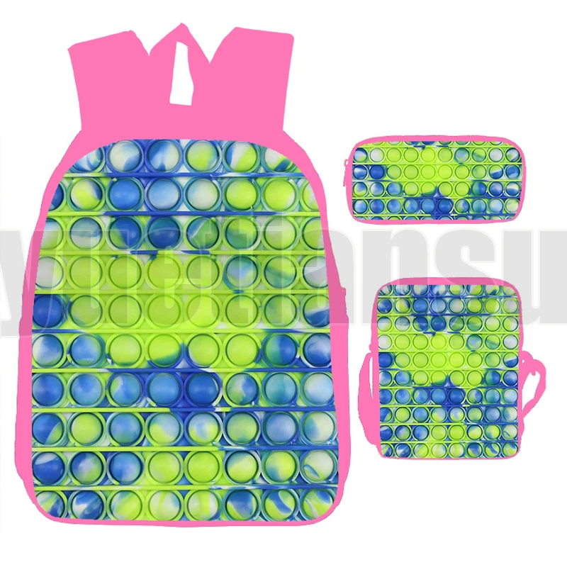 Радужный рюкзак с пузырьками для семейных игр, цветной шт./компл., Радужный школьный ранец с 3D принтом для девочек и дошкольников, 12 дюймов