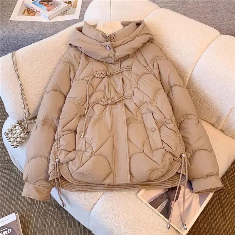 Повседневная короткая пуховая хлопковая куртка женская новинка 2025 года зимняя