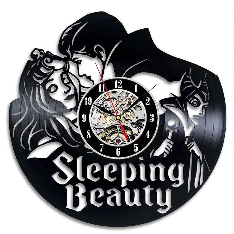 

New Collection Vinyl Record Wall Clock sleeping beauty Nursery Art CD Clock Watch Creative Duvar Saati Watch Home Decorative