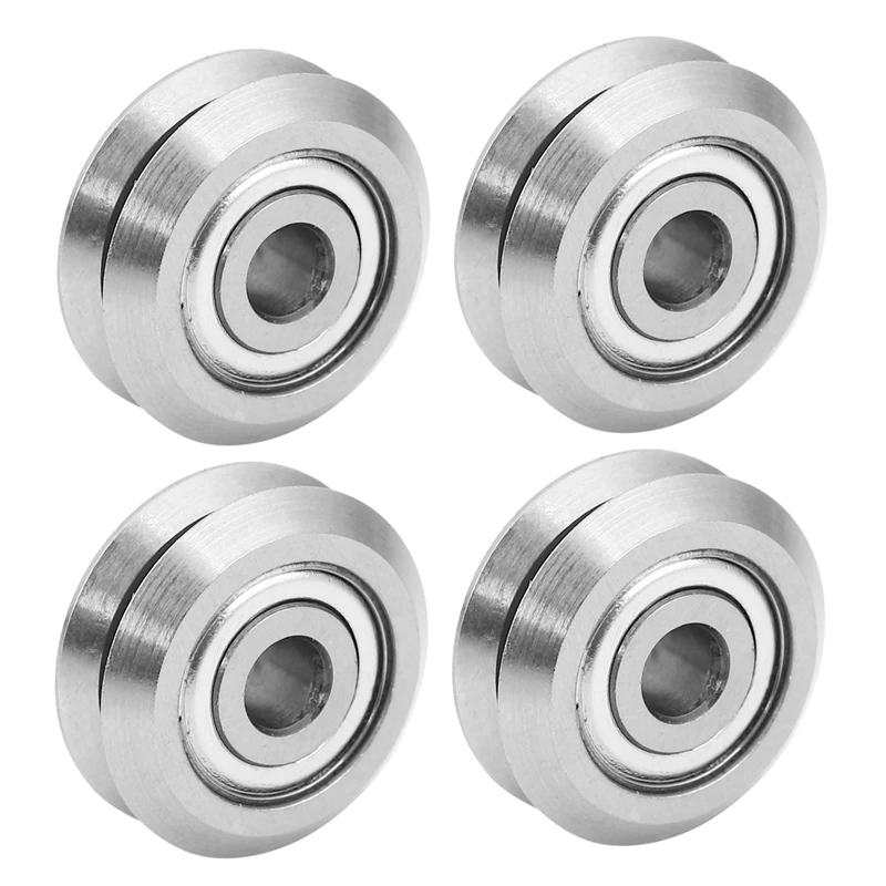 

JFBL Hot 4X W1 Deep V Groove W-Rail Guide Line Track Pulley Rollers Ball Bearings Steel Model:W1