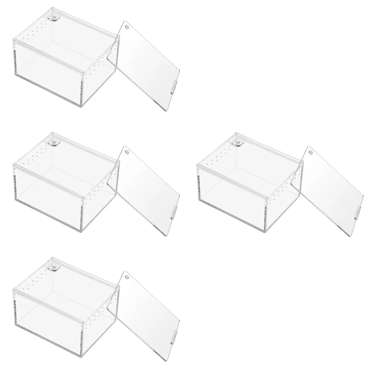 

4 PCS Acrylic Crawling Pet Box Transparent Case Glass Case Terrarium Habitat Breeding Tank