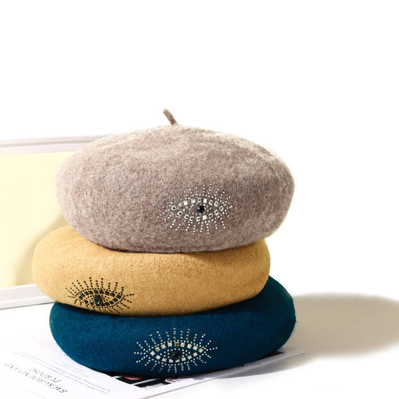 Берет зимняя женская шапка осень теплые глаза лыжный аксессуар для спорта на