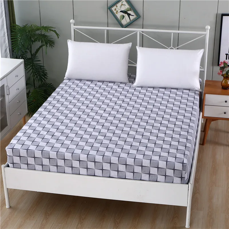 

LAGMTA New Product 1Pc 100% Cotton Printing Fitted Sheet Mattress Cover Four Corners With Elastic Band Bed Sheet