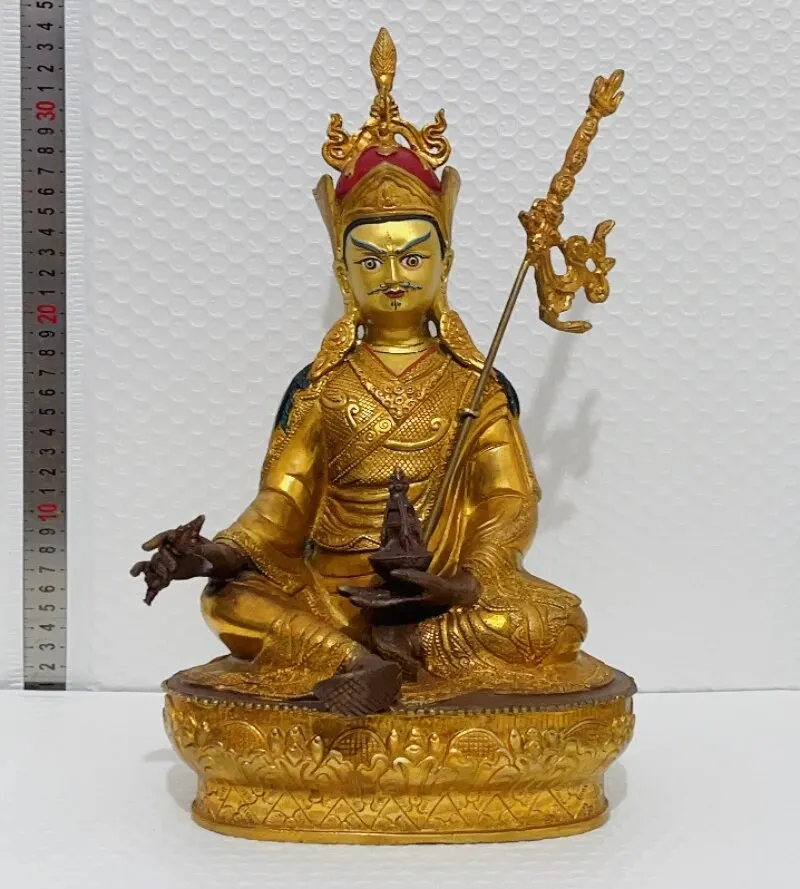 

50% скидка хорошая тибетская буддистская позолоченная статуя Гуру Ринпоче падмакара Всемогущий Будда медная семья эффективная защита