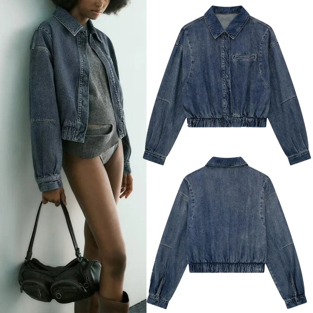 

Autumn new fashion women's casual versatile denim bomber jacket