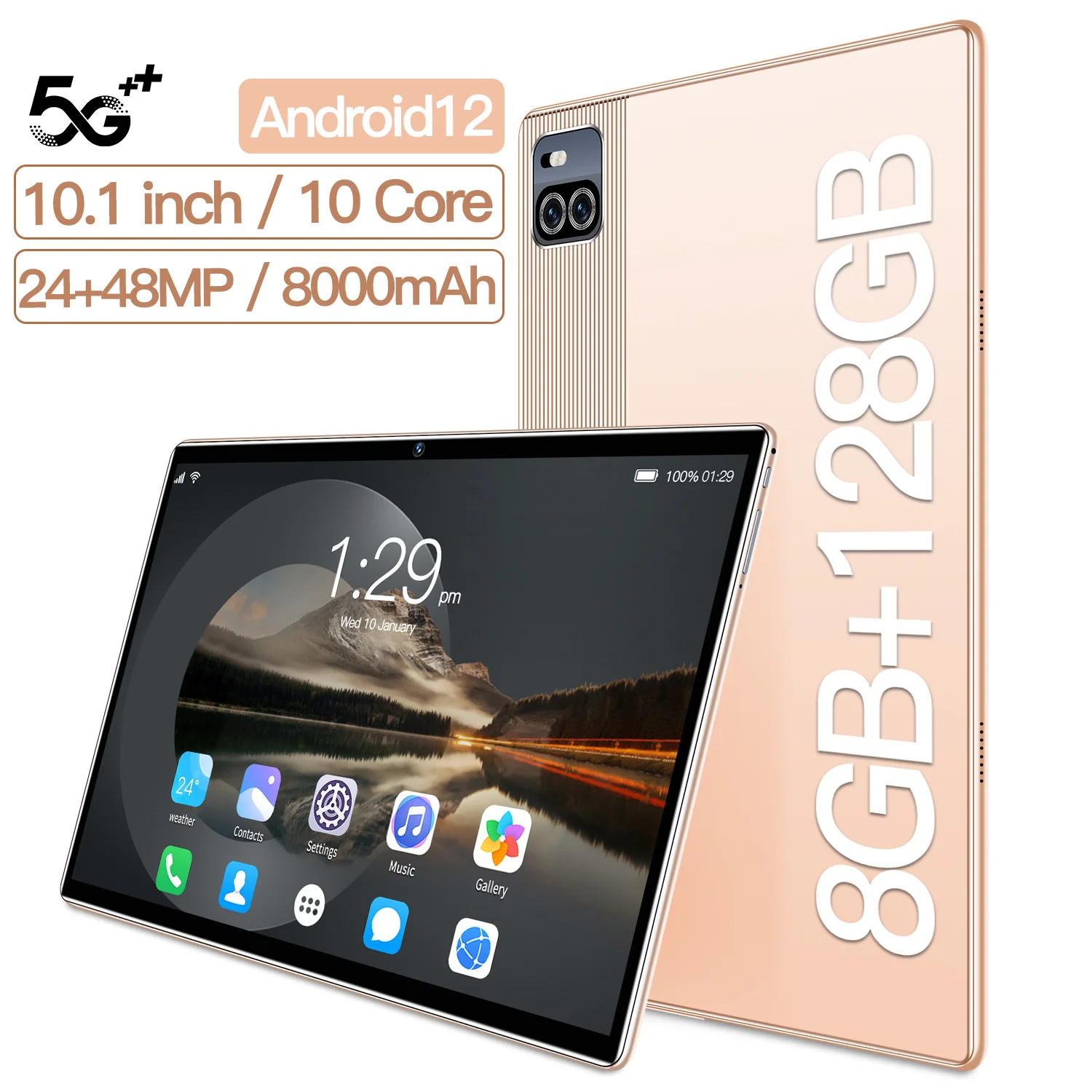 10.1-inch Android Tablet 128GB Wi-Fi S Pen AKG Dual Speakers  Qualcomm 870 Processor 8000mAh  Global Version Mini Laptop