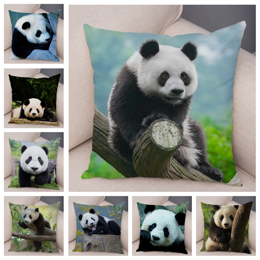 

Cute Panda Pillowcase Decoration Cute Wild Animal Print Pillowcase Cushion Cover for Sofa Home Car