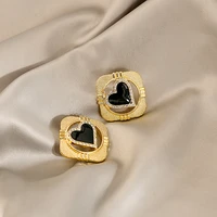 luxury fashion silver needle inlaid zircon drip oil heart geometric earrings square earrings for women