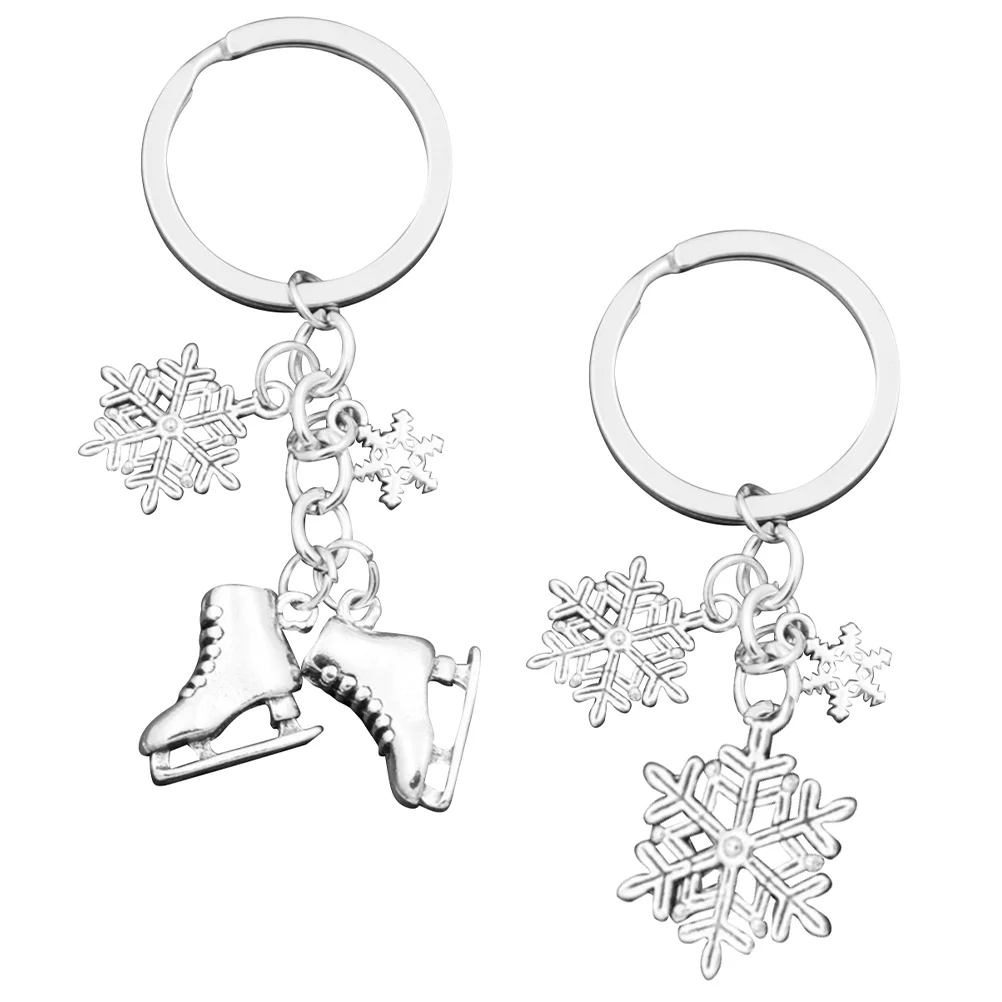 

2pcs Shaped Key Ring Pendant Snowflake Decorative Pendant Unique Key Ring