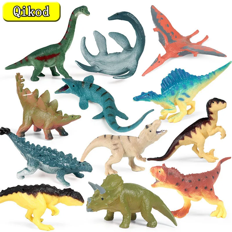 4Pcs/Set Dinosaur Toy Simulation Solid Tyrannosaurus Pterosaur Mosasaur Triceratops Model Plastic Ornaments Children's Toys Gift