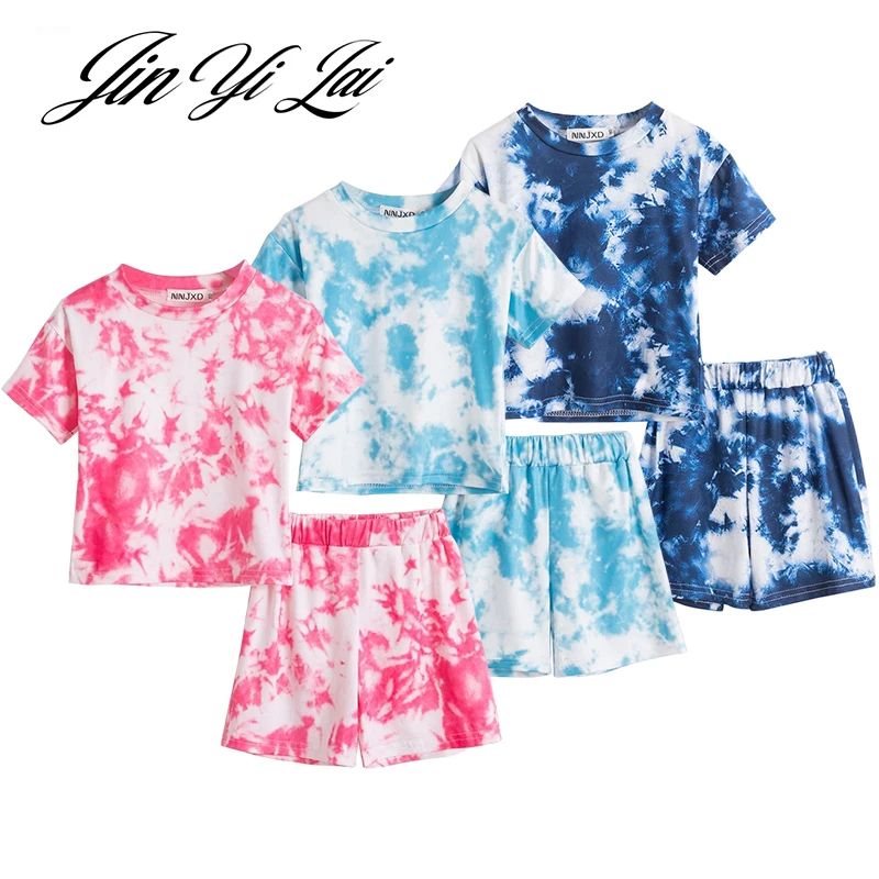 

Kids Clothes Baby Boy Girl Tie Dye Casual Suit Children Boy Girl Top + Pants Sports Set Summer Boys Girls Clothes Suit