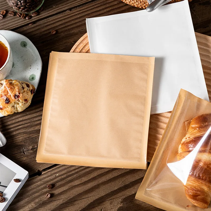 

100pcs/Lot Handmade Baking Bread Paper Bag Avoid Oil Transparent Cookie Sweet Cake Packing Collocation Small Handbag