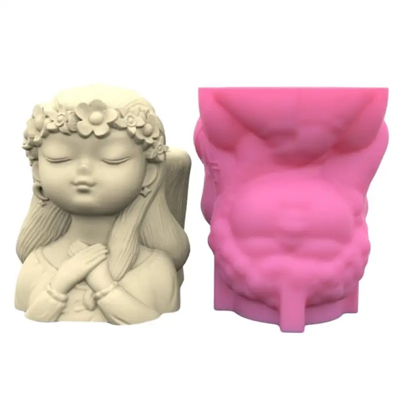 

Succulent Silicone Mold Reusable Thick Durable Lovely Girl Flower Pot Lovely Girl Flower Pot Resin Mold For DIY Homemade Pens