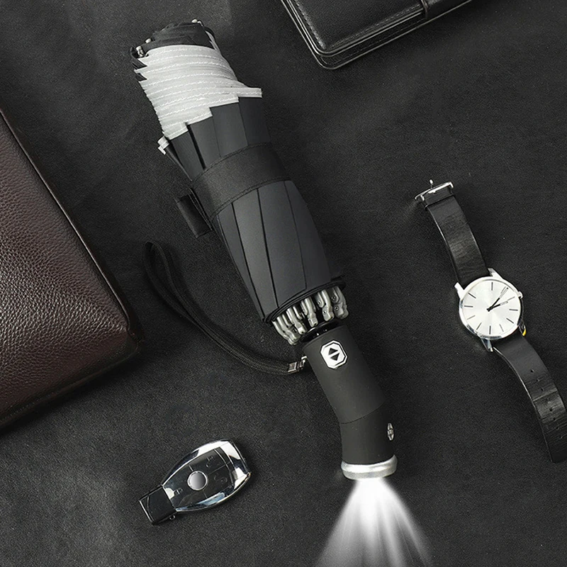 

Adjustable LED Umbrella Flashlight Reflective Stripe Reverse Automatic Umbrellas For Rain Sun Large Heat Insulation Parasol