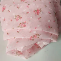 blue pink apricot polka dot chiffon printing fabric exquisite small floral skirt womens clothing background home accessories