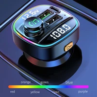 fm transmitter bluetooth compatible car mp3 player qc3 0 pd fast charging with led light hands free car kit radio 12 24v adapter