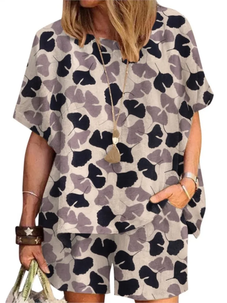 Летние повседневные комплекты из 2 предметов с принтом в горошек 2025 г. Женская