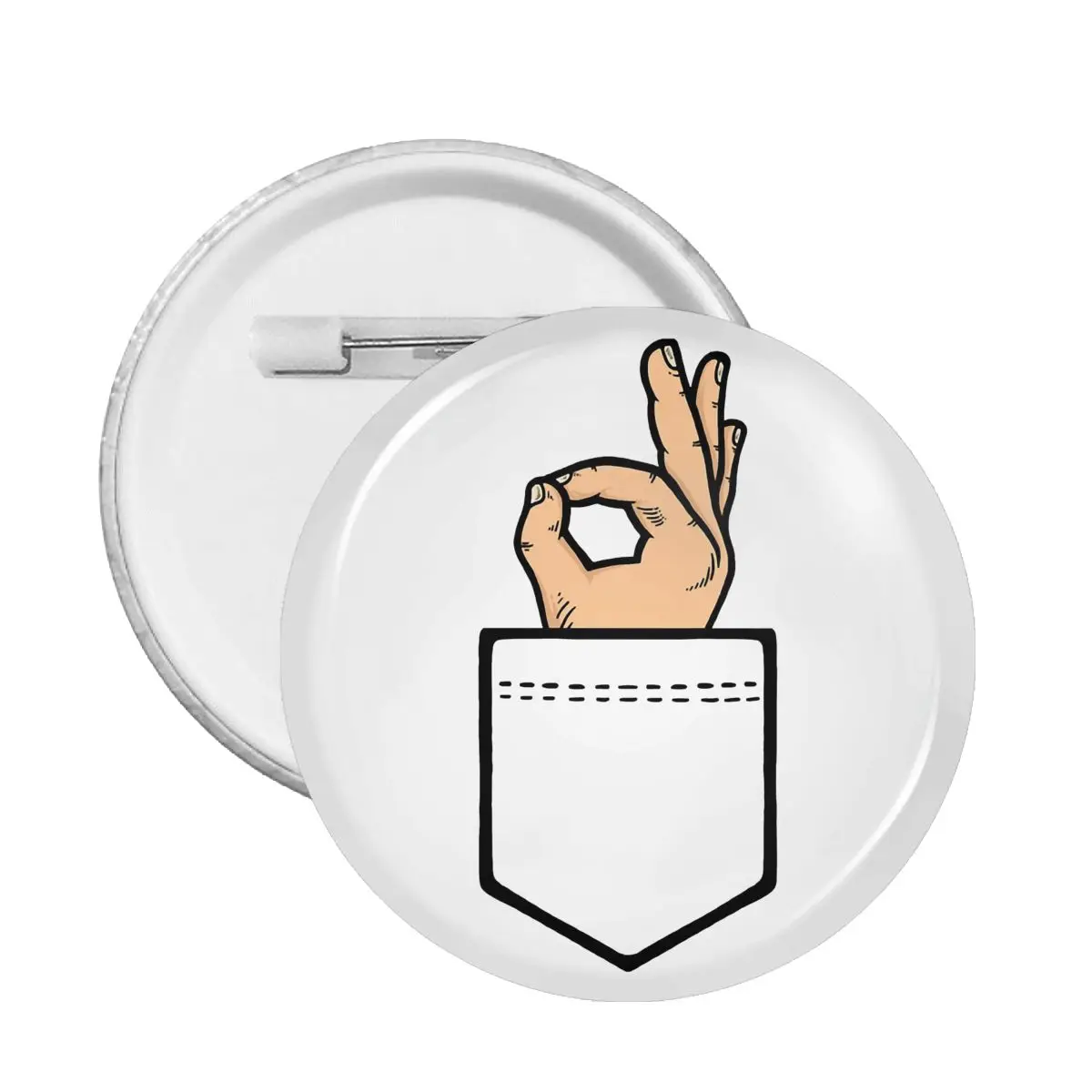 

Круглая игровая карманная заколка с надписью Ok, креативная брошь, украшение для ювелирных изделий, металлическая заколка, значок для девочки, Детская Брошь, пуговица, подарок на одежду