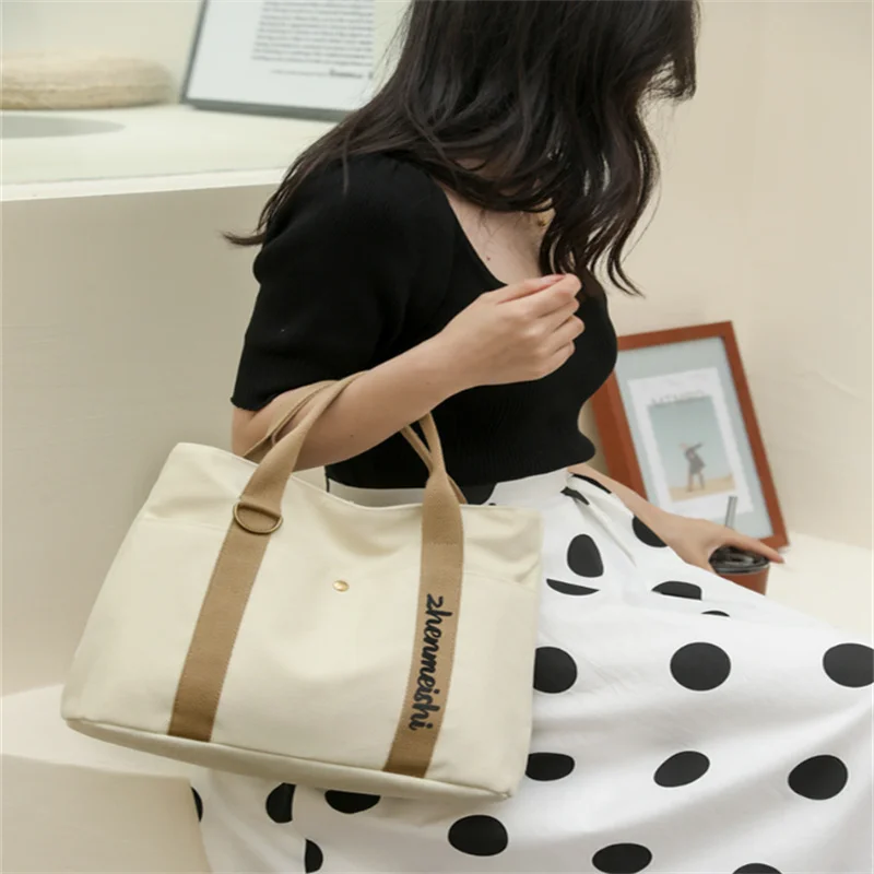 Fashion Luggage Women's Handbags Shoulder NEW Casual Alphabet Canvas Large Capacity Tote Black Storage Travel Bolsa Feminina