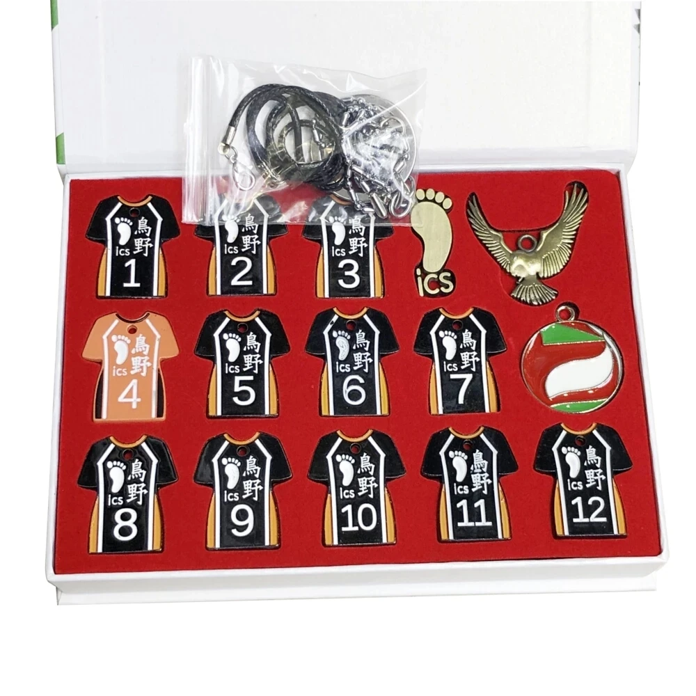 

Haikyuu! Karasuno High School Keychain Keyring Hinata Pendant Alloy Uniforms Key Chain Accessories Shoyo Kageyama Tobio Full Set