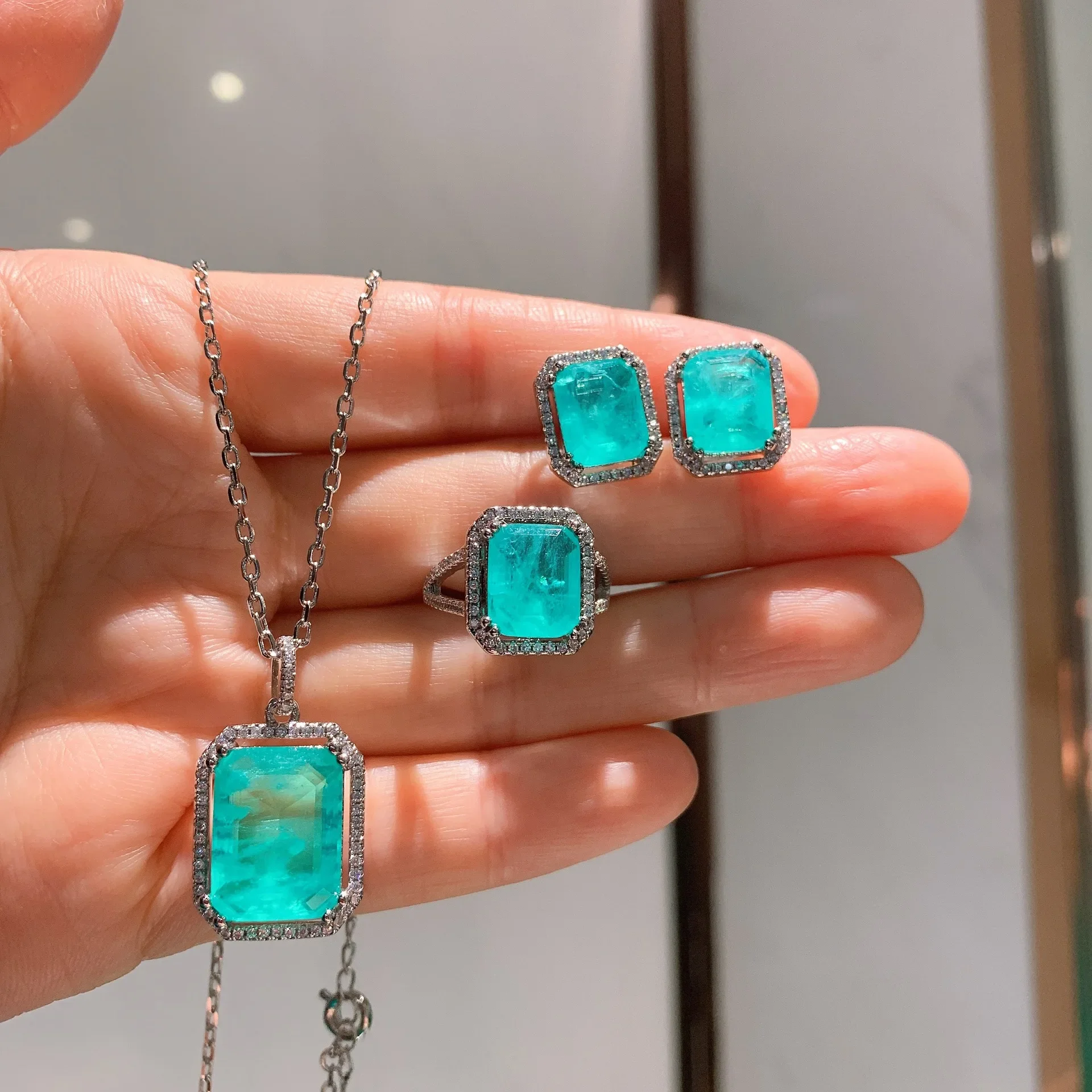 Кольцо и серьги SRJewelry в европейском американском стиле набор из кольца ожерелья с